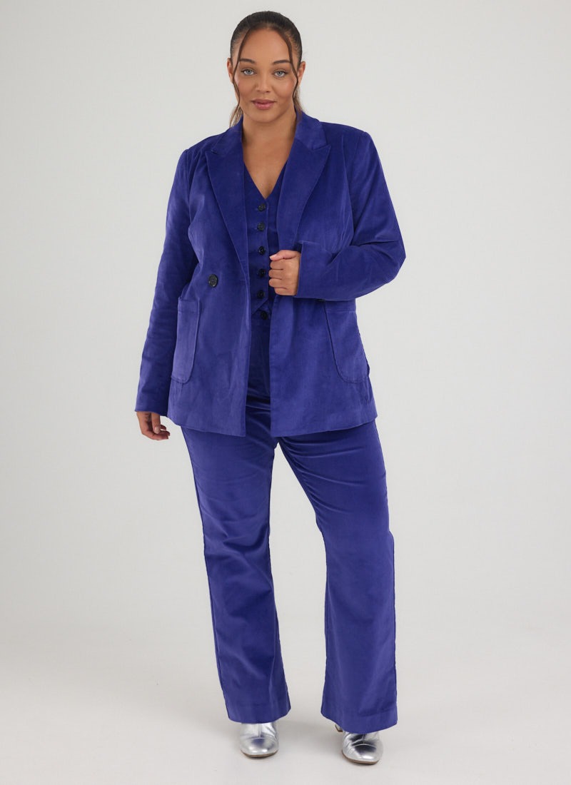Jarvis Double Breasted Corduroy Blazer - Indigo