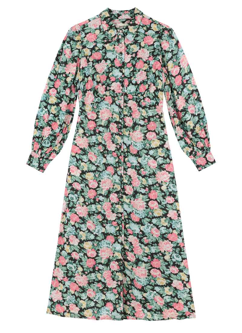 Dion Pastel Floral Print Midi Dress - Model Front Full Length