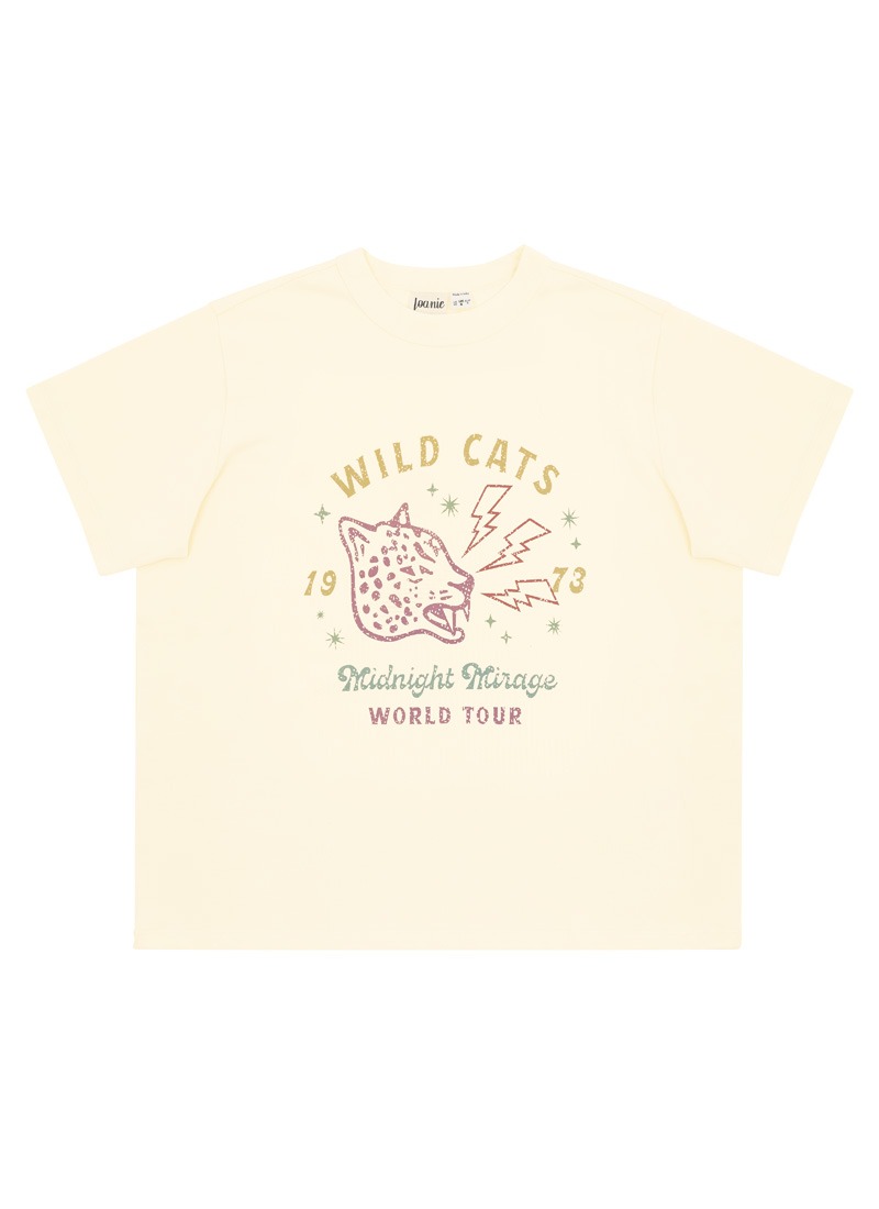 Polexia Wild Cats World Tour Boxy Fit Graphic Tee - Model Front